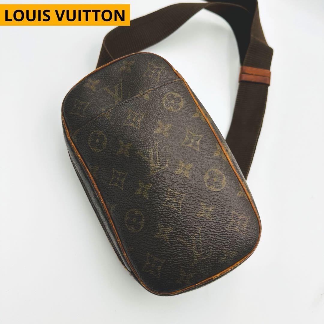 良品 ルイヴィトン LOUIS VUITTON モノグラム ポシェット ガンジュ M48048 ショルダーバッグ クロスボディ レディース メンズ ブラウン