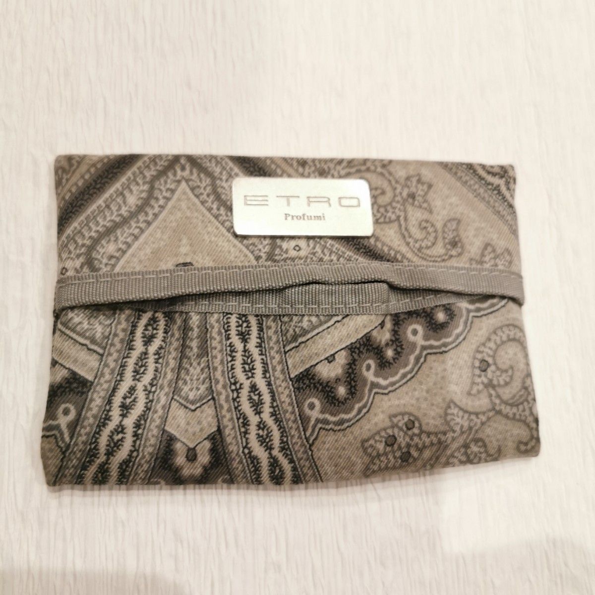ETRO エトロ ティッシュケース+ミニテリー3枚 セット エトロ ETRO ティッシュケース ポケットティッシュ入れ グレー