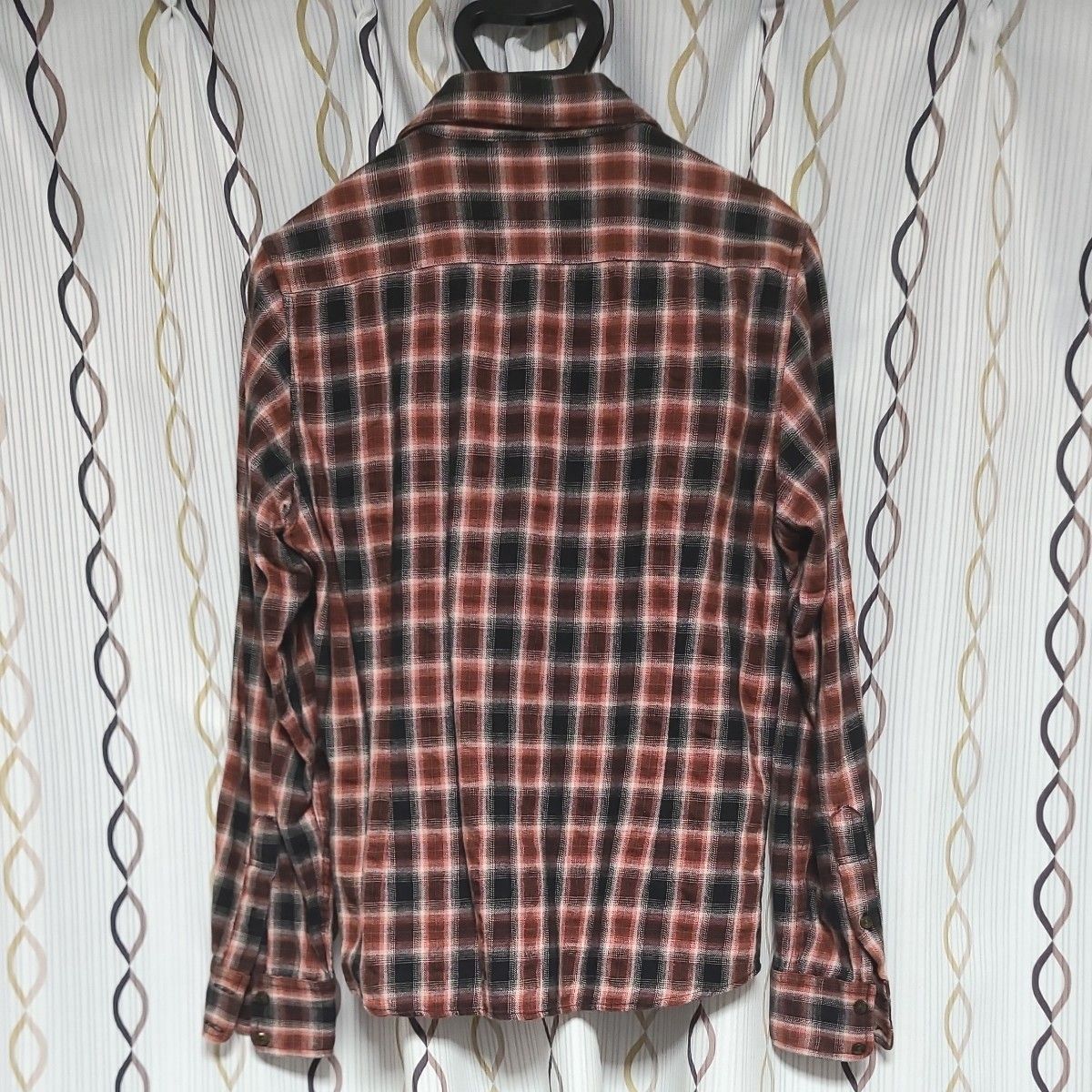 タケオキクチ　ネルシャツ　チェック柄　黒×赤×白　サイズ　2　M　 長袖シャツ　TAKEO KIKUCHI