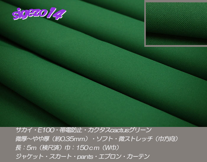 特売！AA 長5ｍ W巾 カクタスグリーン サカイE100帯電防止 カーゴpants の画像1