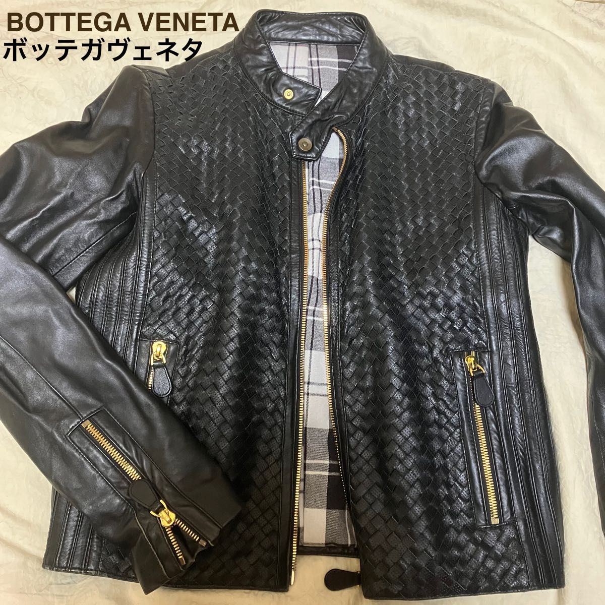 ボッテガヴェネタ BOTTEGA VENETA レザージャケット 本革 黒 革 ボッテガヴェネタ BOTTEGA VENETA レザージャケット 本革 黒 革