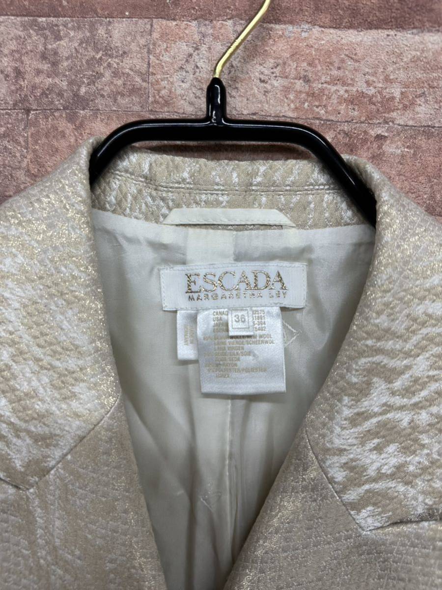 ESCADA エスカーダ 高級 スーツ スカート 上下 セットアップ 36 金ボタン_画像2