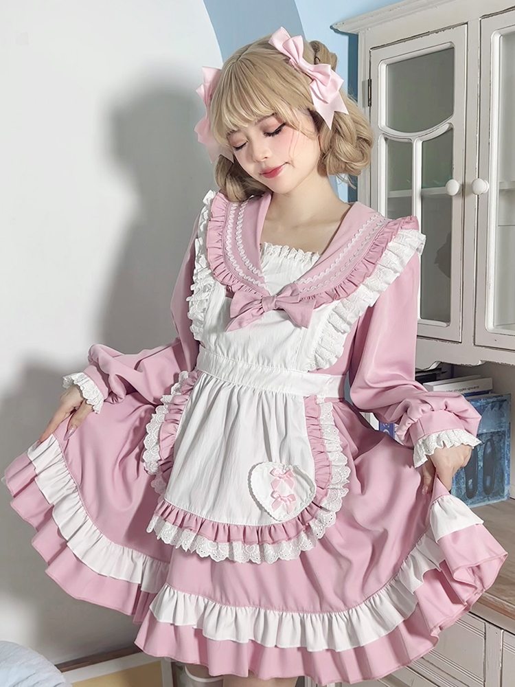 メイド服 セーラー ワンピース セーラー服 メイド 制服 ロリータ ドレス エプロン ゴスロリ 甘ロリ クラロリ 萌え 清楚 レディース_画像1