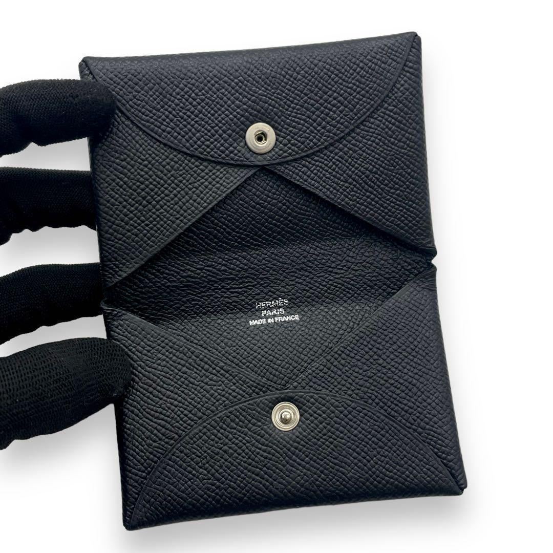 HERMES エルメス カルヴィ カードケース ブラック系 名刺入れ HERMES エルメス カルヴィ カードケース ブラック系 名刺入れ