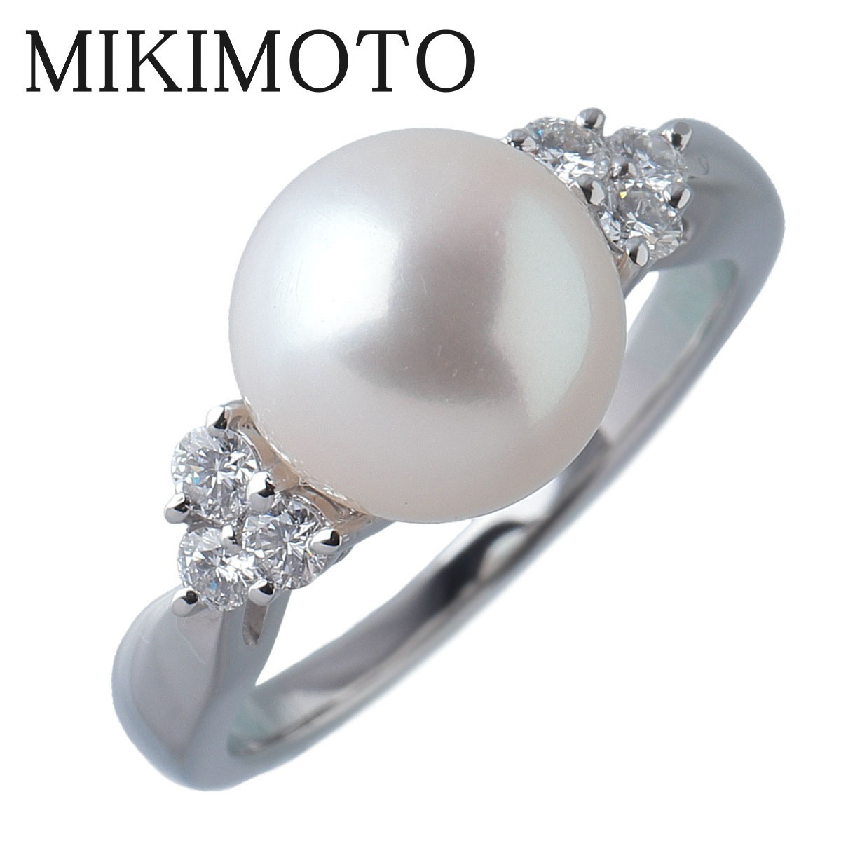 ミキモト パール ダイヤ リング アコヤパール8.6mm 9号弱 PT950 新品仕上げ済 MIKIMOTO【15677】