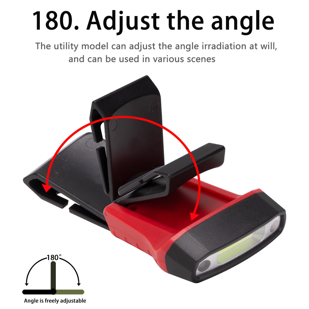 H100 赤　COBハットクリップライト、誘導強力ライト付きヘッドライトは180度回転可能、内蔵USB充電誘導ライト付き_画像3