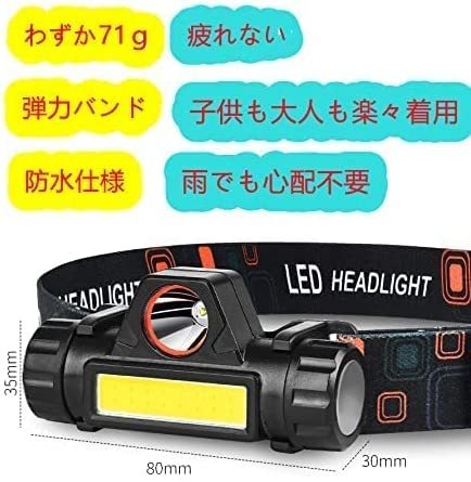 【２個セットG21】【改良版】ヘッドライト 充電式 LEDヘッドライト USB 小型軽量 高輝度【灯モード 明るさ300ルーメン/集光・散光切替_画像2