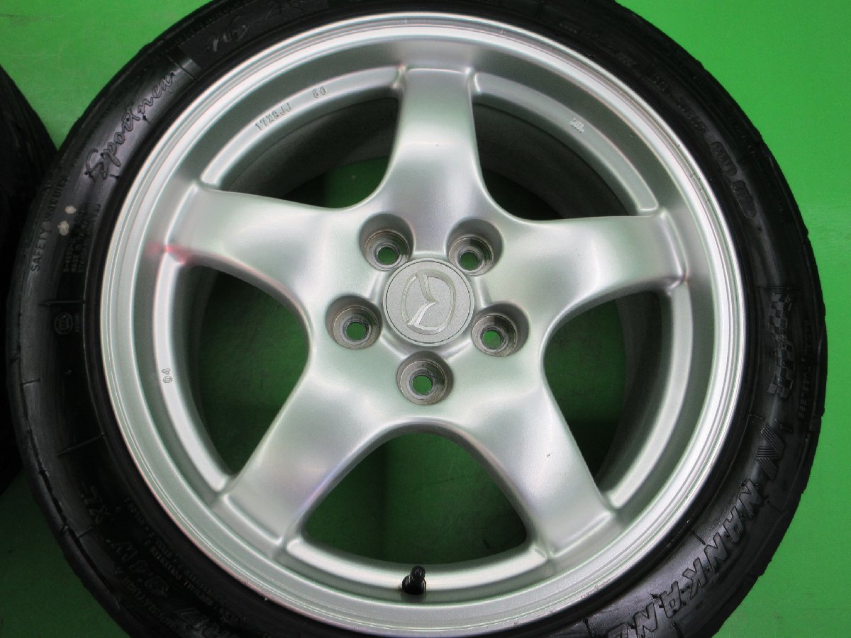 PCD114.3 マツダ RX-7純正 RX7 FD3S 8j/+50 8.5j/+50 ハブ約67㎜ ナンカン NS-2R 225/45R17 製造22年 4本セット! 中古 ドリ車 流用にも!の画像3