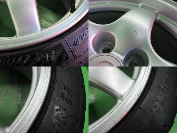 PCD114.3 マツダ RX-7純正 RX7 FD3S 8j/+50 8.5j/+50 ハブ約67㎜ ナンカン NS-2R 225/45R17 製造22年 4本セット! 中古 ドリ車 流用にも!の画像7