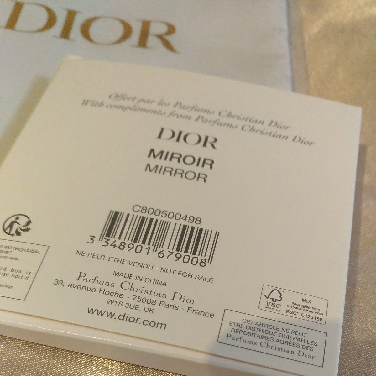 Dior ハンドミラー ケース付き ラウンド 巾着袋付き ノベルティ