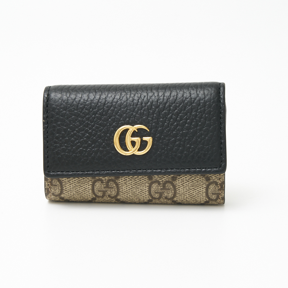 GUCCI Gucci (GGma-monto) кожа чехол для ключей 456118 ключ inserting GGs шкив m парусина × кожа бежевый × черный × Gold мелкие вещи 