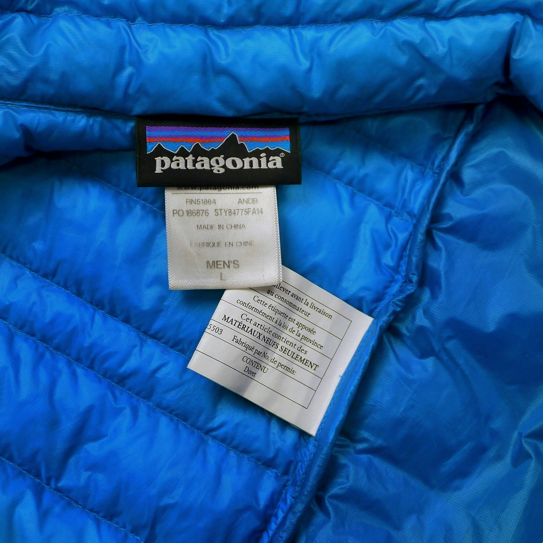 Patagonia 2014 パタゴニア ウルトラライトダウン ベスト グースダウン ナイロン ジャケット メンズ アウトドア ブルー 青 水色 古着　L_画像3