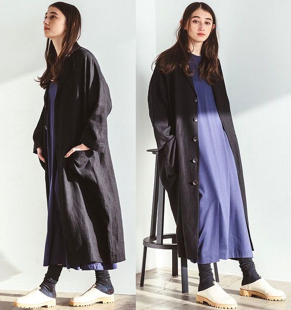 定価38,500円 美品 atelier naruse アトリエ ナルセ Linen tailored coat リネン テーラード コート Black_画像3