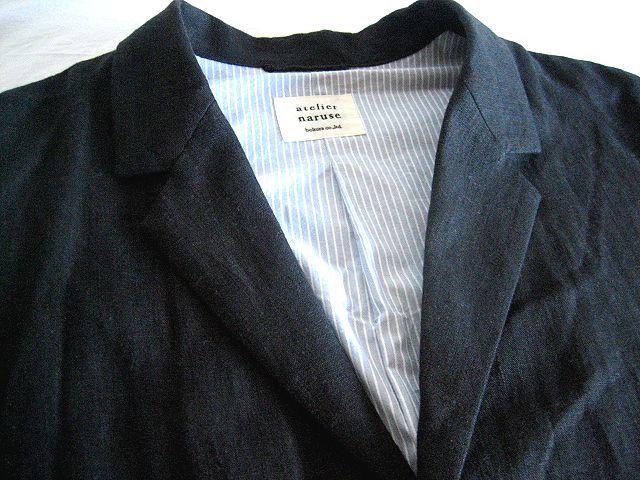 定価38,500円 美品 atelier naruse アトリエ ナルセ Linen tailored coat リネン テーラード コート Black_画像6