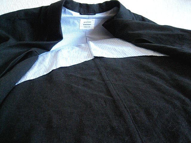 定価38,500円 美品 atelier naruse アトリエ ナルセ Linen tailored coat リネン テーラード コート Black_画像7