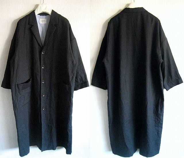 定価38,500円 美品 atelier naruse アトリエ ナルセ Linen tailored coat リネン テーラード コート Black_画像4