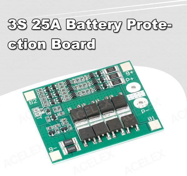 リチウムイオン電池用保護ボード　BMS PCM モジュールボード 高電圧過負荷保護　3S 25A 12.6V 18650充電器 在庫有り_画像3