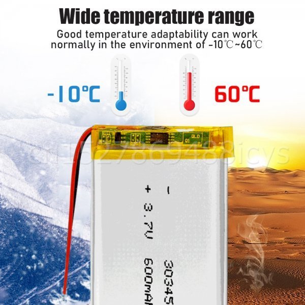 充電式 Li-Poバッテリー 303450 3.7Vボルト 600mAh リポ ポリマーリチウム電池、保護PCB充電モジュール付き 1個の価格 即納　特記_画像4