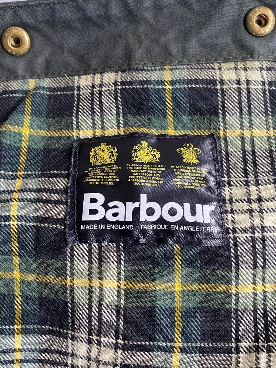 良品 Barbour Wax Hood Sage (1990年代) バブアー ビンテージ ワックスフード セージ*英国製_画像6