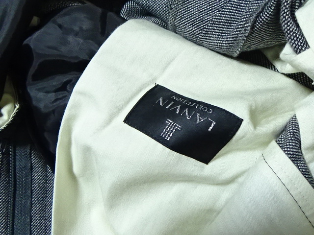 ☆LANVIN　ランバン　日本製ウール混パンツ　スラックス　黒グレー系　W88cm　MENS　LANVIN COLLECTION_画像8