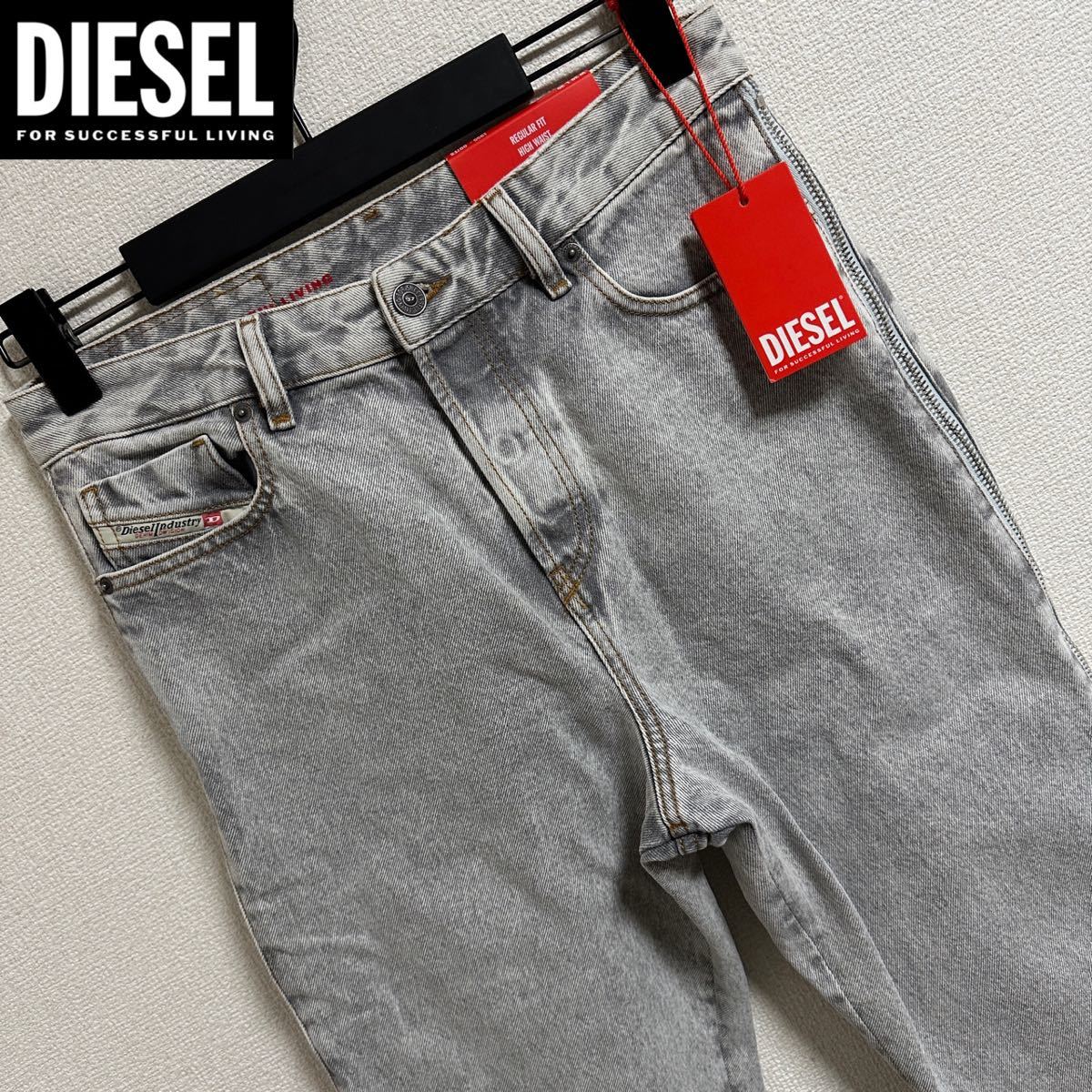 新品 未使用 タグ付き ☆定価93,500円 DIESEL ディーゼル メンズ W30 ハイウエスト ストレート グレー デニム パンツ サイドジップ 07|代購幫