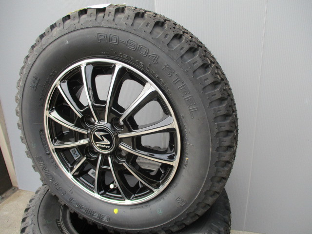 新品4本■ブリヂストンRD-604■145/80R12LT 80/78N■ゴツゴツタイヤセット■軽トラエブリーキャリーNバンバモスピクシスアトレーハイゼット_画像6