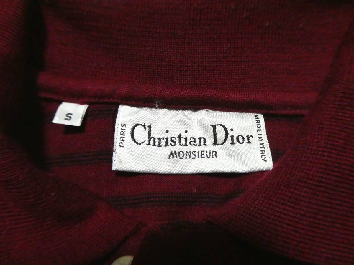 正規品 イタリア製 Christian Dior MONSIEUR クリスチャンディオールムッシュ ヴィンテージ 長袖 ウールニット ポロシャツ セーター S 赤の画像7