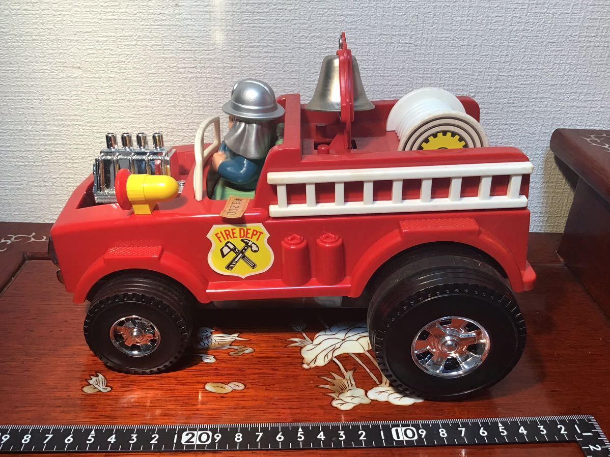 【智】希少 1980年代 YONEZAWA ヨネザワ ビックマシン No.3 消防車 リン付 日本製 元箱付き 未使用 当時物 昭和レトロ 現状品の画像9