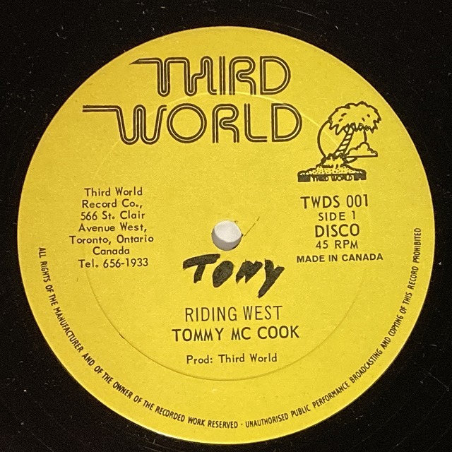 TOMMY MCCOOK / RIDING WEST (12インチシングル)_画像1