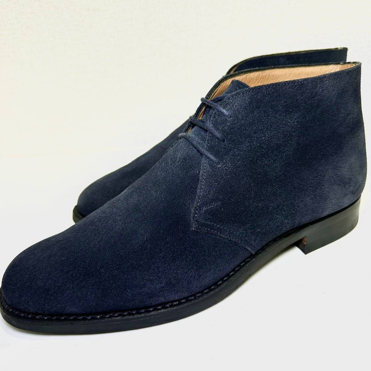 即決/美品/クロケット ジョーンズ 7 5E 26 0 【定価¥114 000/チャッカブーツ/チルターン/Chiltern 224ラスト/スエード/紺/Crockett Jones|