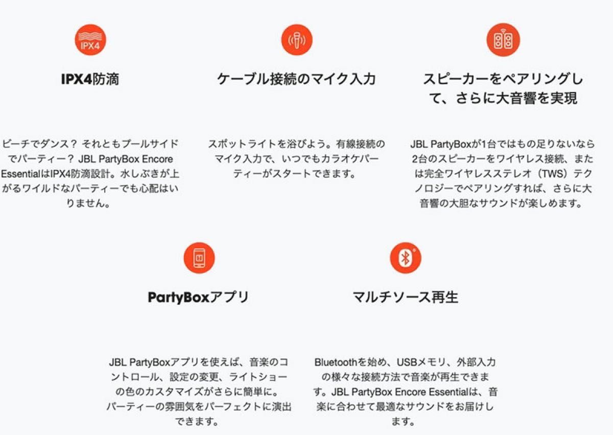 【未開封新品】ポータブルパーティースピーカー JBL PARTYBOX ENCORE ESSENTIAL【送料無料】_画像5