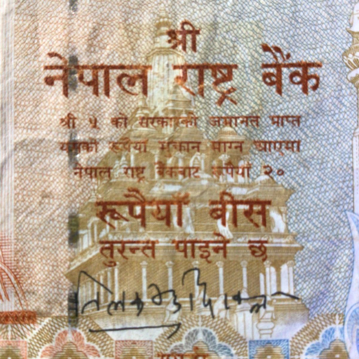 World Paper Money NEPAL 20 Rupees【2002】『King Gyanendra』_画像3