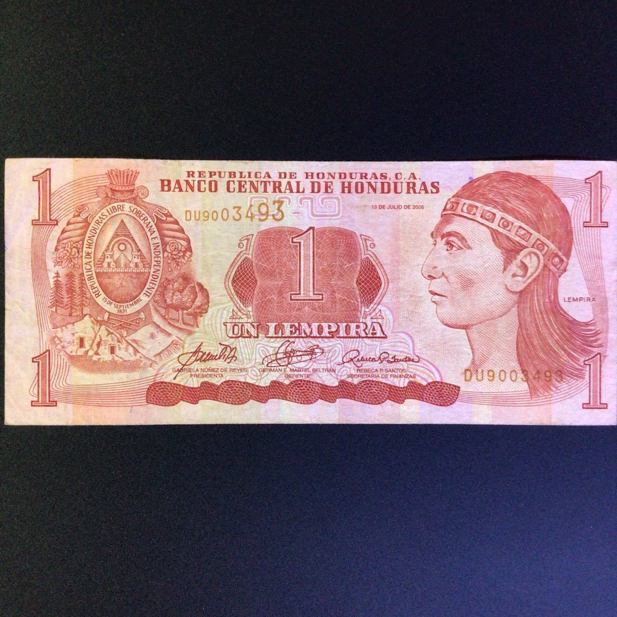 World Paper Money HONDURAS 1 Lempira【2006】_画像1