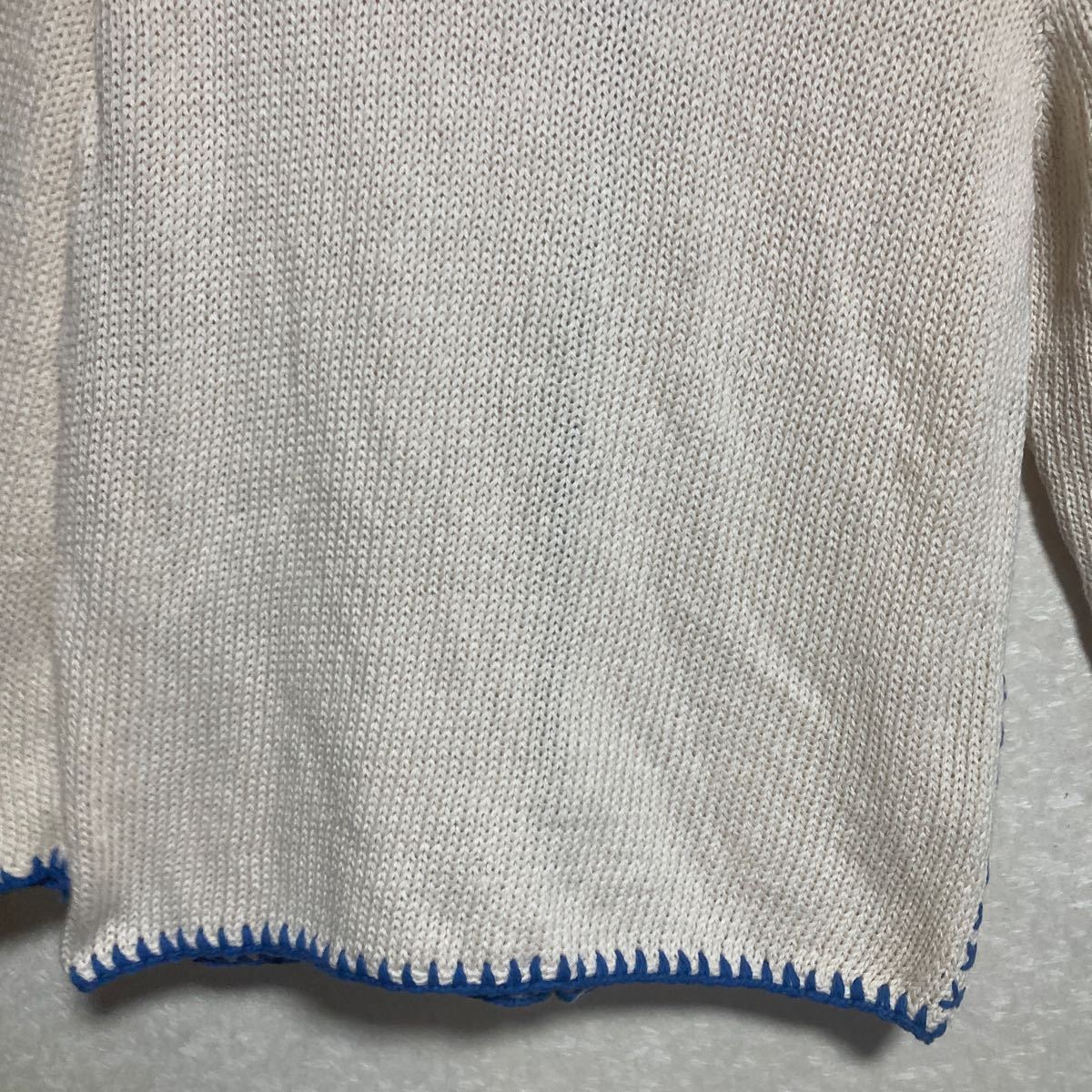 ガイジンメイド、綿手編みカントリーステッチカーディガン　ホワイト　Freeサイズ
