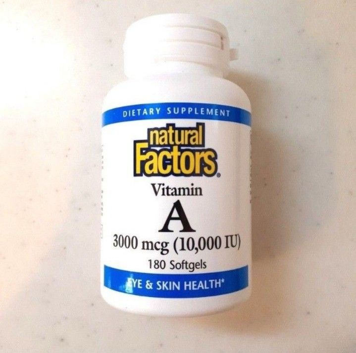ナチュラルファクターズ　ビタミンA　10000 IU　【180粒】サプリメント　タラ肝油　パルミチン酸レチノール