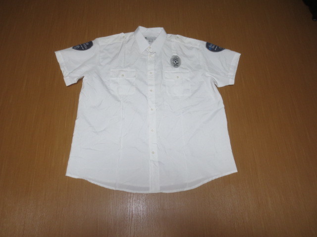古着 半袖エポレット付シャツ ホワイト19-191/2 ビッグサイズ ワークシャツの画像1