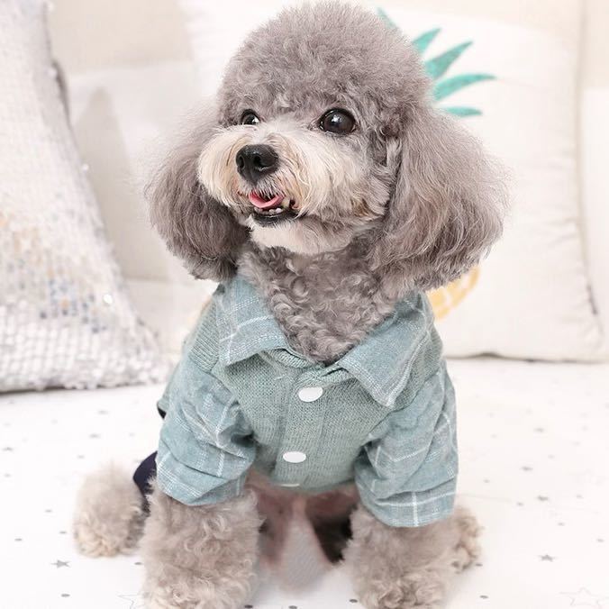 S 重ね着風 おしゃれ カバーオール （緑） 犬服 ロンパース つなぎ 犬の服 ペット服 ペット用品 裏起毛 冬_画像3