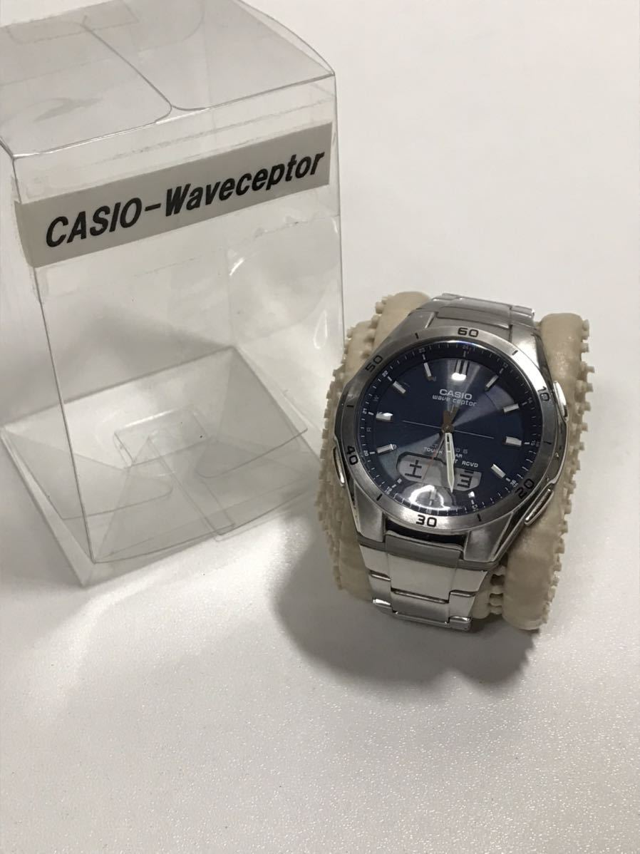 稼働品　カシオ　CASIO wave ceptor メンズ　腕時計 電波ソーラー ネイビー WVA ーM640_画像8