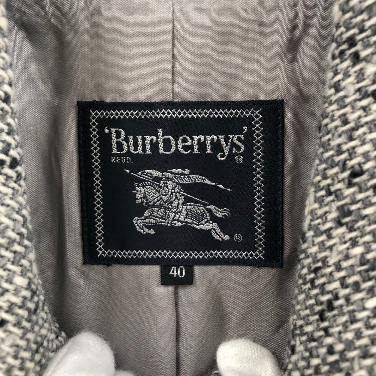 BURBERRY バーバリーステンカラーコート チェスターコート 総柄 40サイズ Lサイズ ツイード_画像4