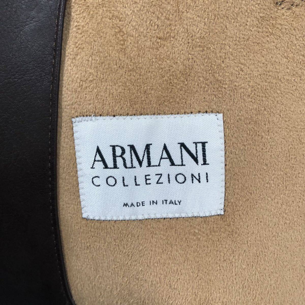  прекрасный товар Armani koretso-niARMANI COLLEZIONI кожаный жакет кожа пальто Brown 52 размер XL размер большой размер 