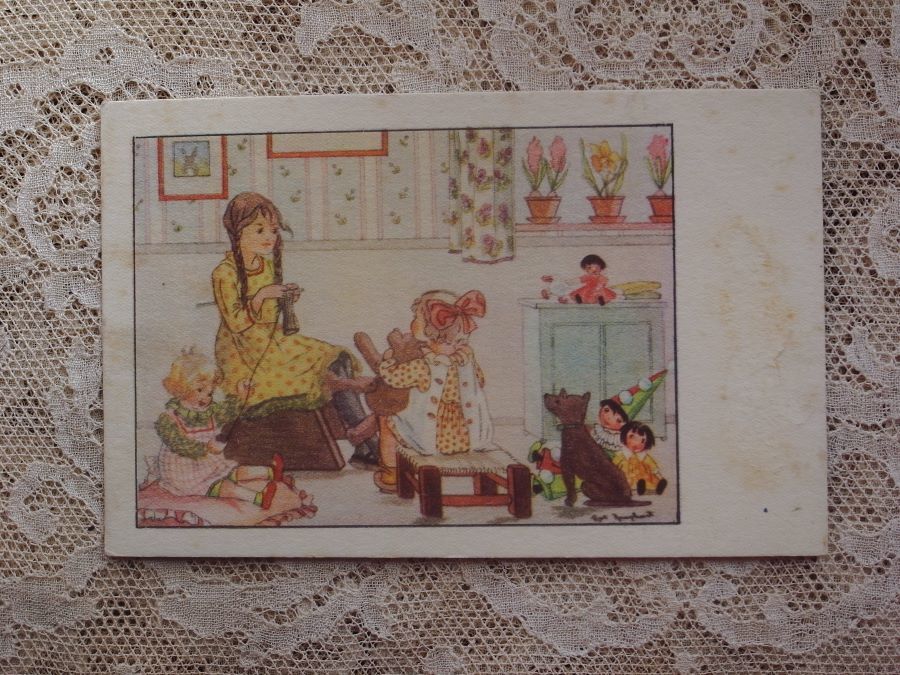 アンティークポストカード*お人形と可愛い部屋、少女たち_画像2