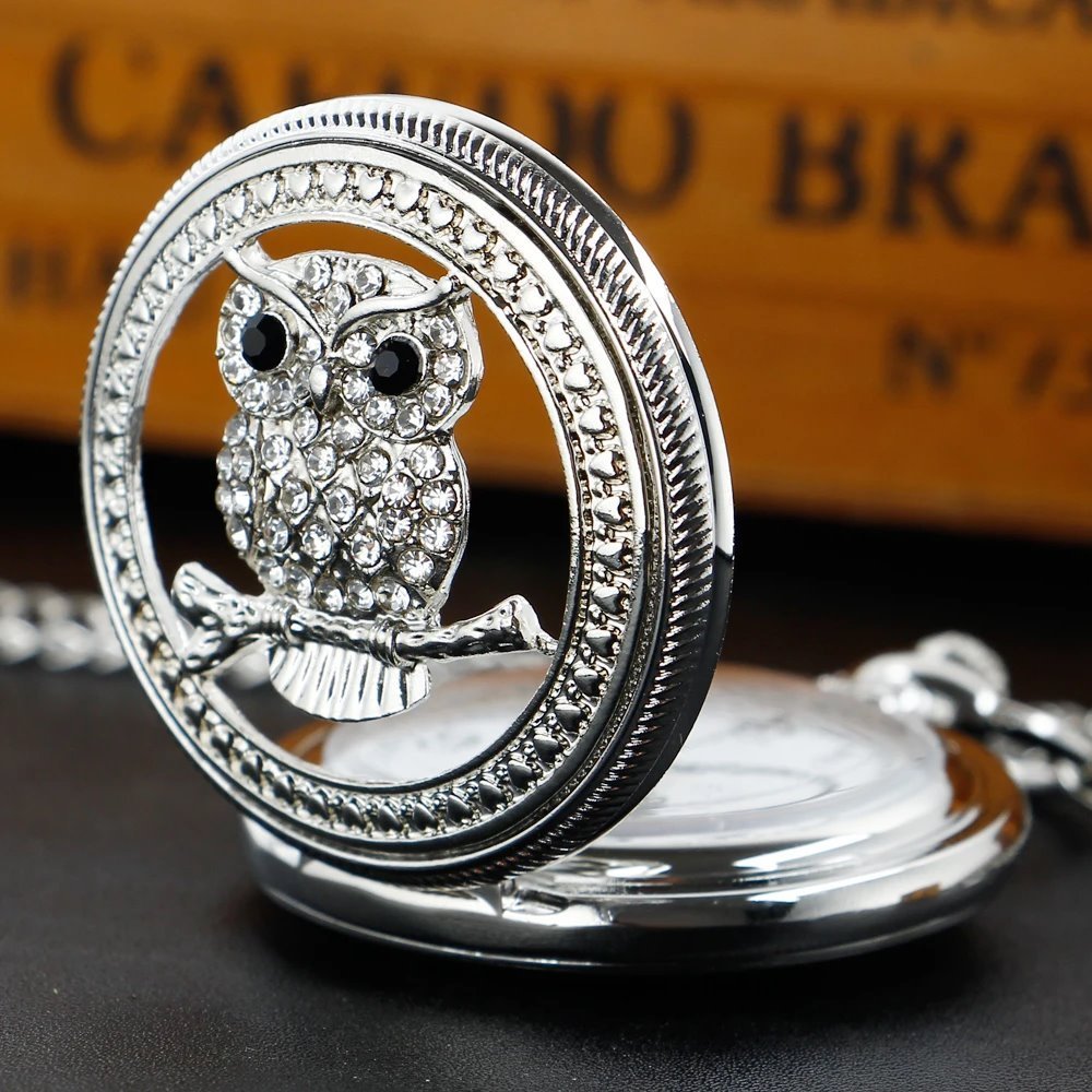  pocket watch pocket watch clock chain necklace antique owl ..... quartz silver NC-525A