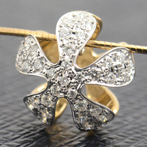  Mikimoto necklace lady's flower motif diamond necklace D0.48ct Gold MIKIMOTO K18 used 