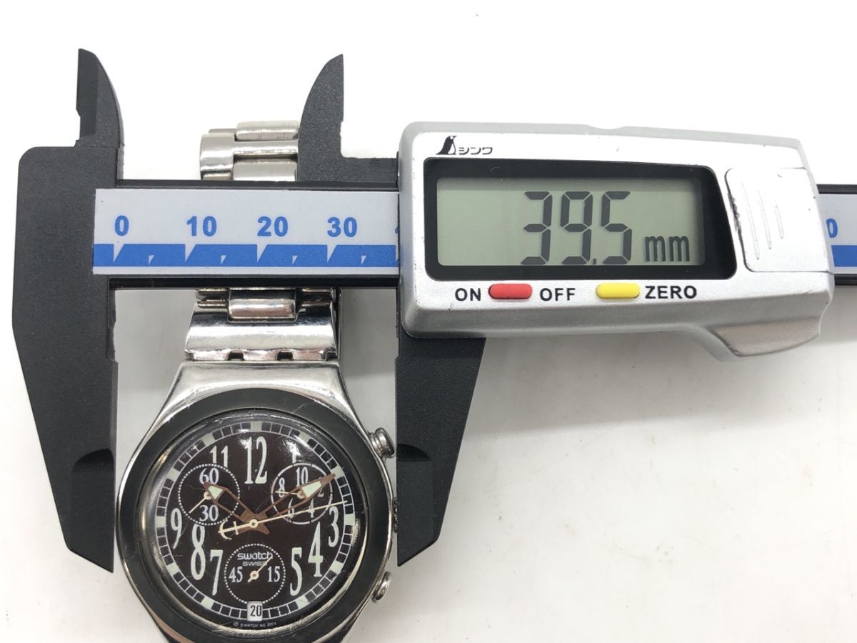 0101-506S⑯22729　腕時計 Swatch スウォッチ メンズ IRONY アイロニー クロノグラフ 4石 黒文字盤 クォーツ_画像6