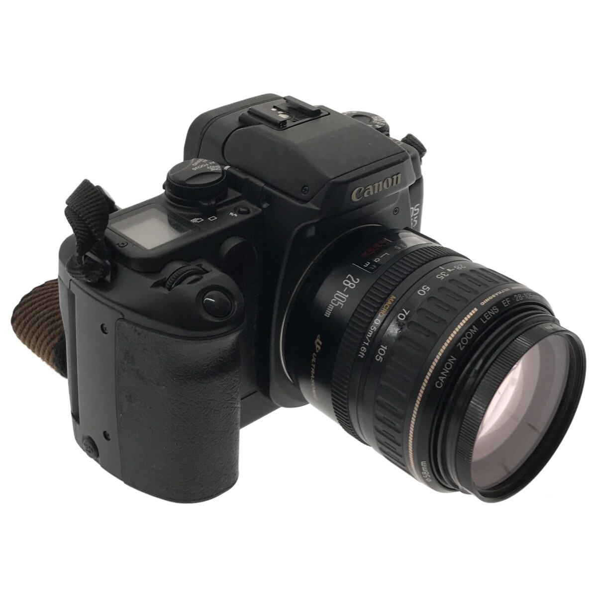 Canon EOS55 ブラックボディ ZOON LENS EF 28-105mm F3.5-4.5 ULTRASONIC AF一眼 オートフォーカス 動作未確認 ジャンク 現状品 C3877_画像2