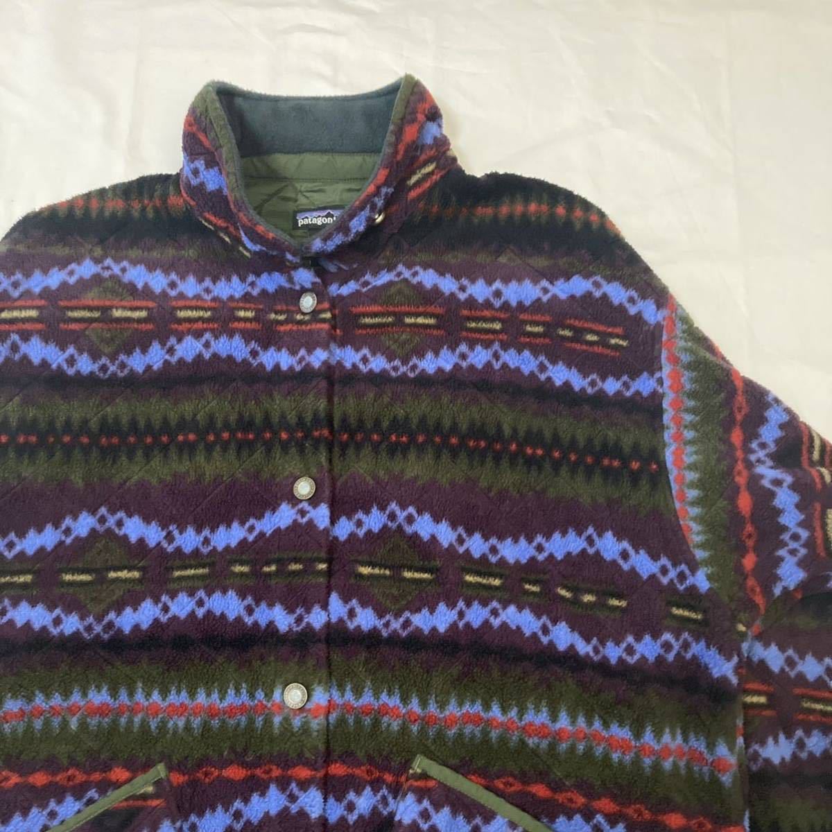 Lサイズ 極美品【1994・廃盤】patagonia ウィメンズ・プリテッド・キルテッド・シンチラ・ジャケット生産終了シャーリングコート スナップT_画像1