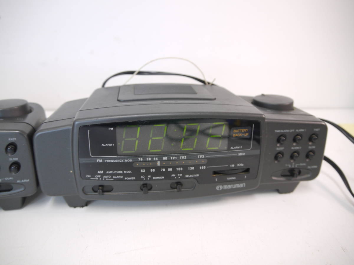 634 マルマン AR-100T クロックラジオ 2台 AM/FMラジオ付 置き時計 目覚まし時計 _画像3