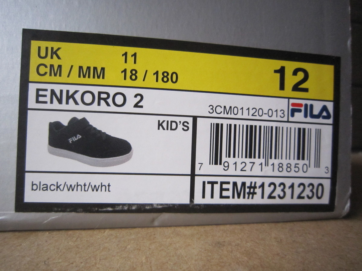 試着のみ FILA フィラ Kids Memory Enkoro 2 Shoe スニーカー キッズ ウォーキングランニング シューズ 18cm 1231230 ブラック/ホワイト_画像9