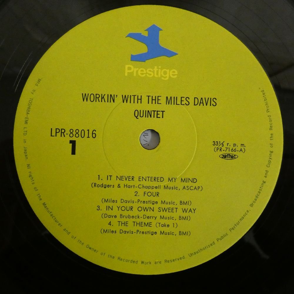 46056424;【国内盤/Prestige/MONO/美盤】The Miles Davis Quintet / Workin' With The Miles Davis Quintet_画像3