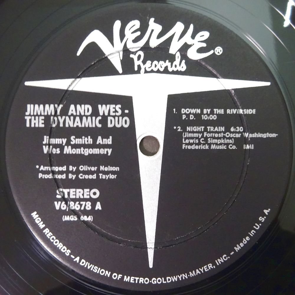 10018354;【US盤/黒T字/深溝/Vangelder刻印/VERVE】Jimmy Smith & Wes Montgomery / Jimmy & Wes - The Dynamic Duo_画像3